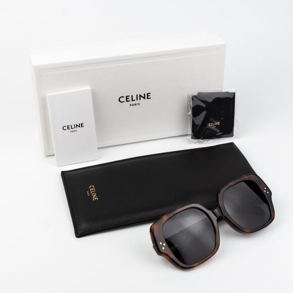 Celine 3 DOTS Women Sunglasses Medium Havana Smoke Grey Geometric CL40241F 53A - Picture 10 of 11